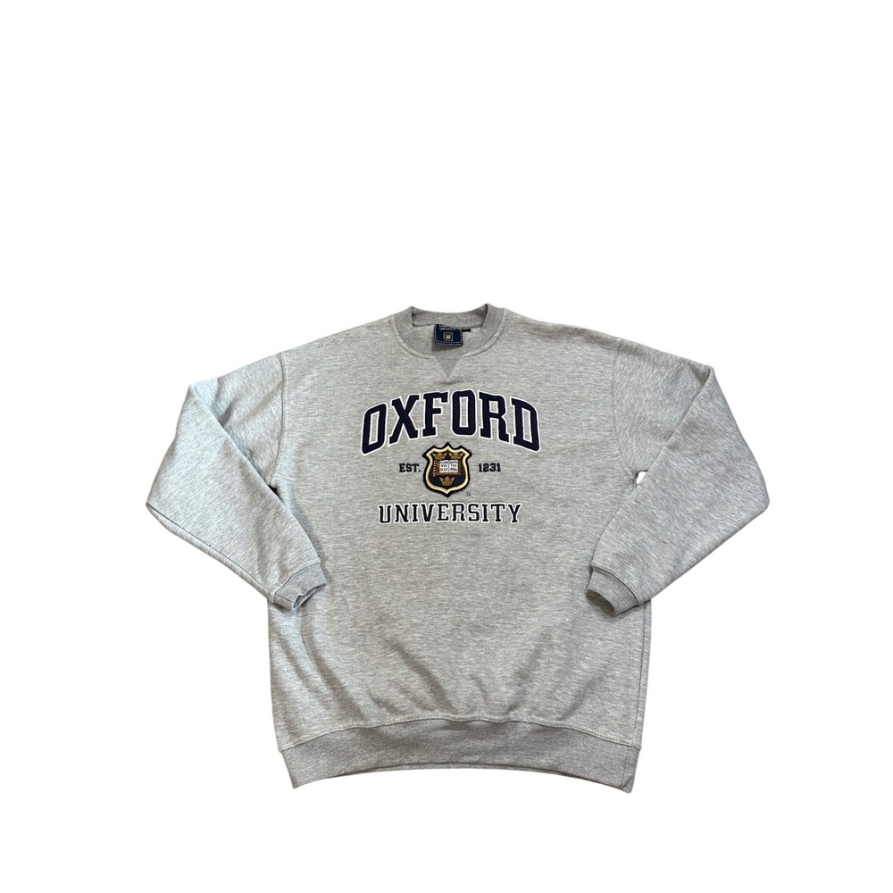 Oxford University Mens XL Gray Sweatshirt Embroidered Crest Official Merchandise